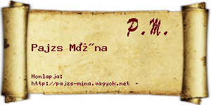 Pajzs Mína névjegykártya